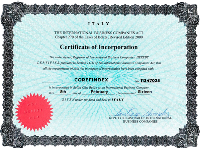 Official certifications and licenses held by Corefindex